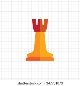 Multicolored vector icon of orange chess rook