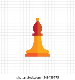 Multicolored vector icon of orange chess bishop