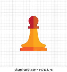 Multicolored vector icon of orange chess pawn