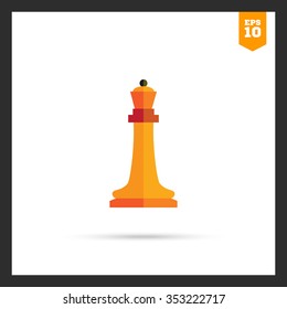 Multicolored vector icon of orange chess queen