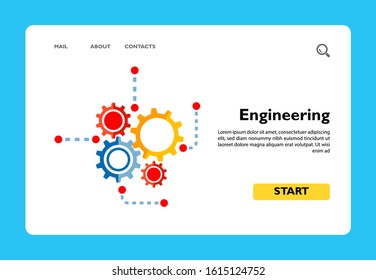 Multicolored vector icon of several gears of one mechanism representing engineering concept. Can be used for topics like production, industry, manufacturing
