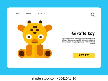 Multicolored vector icon of sitting giraffe toy