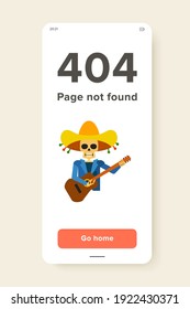 Multicolored vector icon of skeleton representing guitar player from Mariachi band