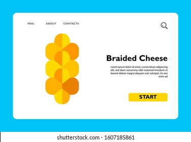 Multicolored vector icon of traditional braided cheese usually served as beer snack