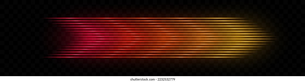 Multicolored vector illustration of sunlight, speed, light effect on a transparent background. Design element.