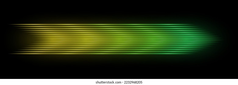 Multicolored vector illustration of sunlight, speed, light effect on a black background. Design element.