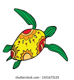 
multicolored vector illustration
 turtle
 isolated