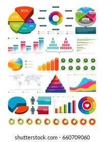 Multicolored vector infographics with different graphs and diagrams. Design template with charts for your business presintation illustration