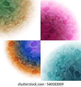 Multicolored Vector Low Poly Abstract Background Design, Polygonal Colorful Presentation Template Set