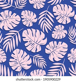 Multicolored vector pattern from various leaves of tropical plants. For summer beach decor, textile printing and stationery.