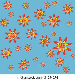 Multicolored vector retro styled flowers