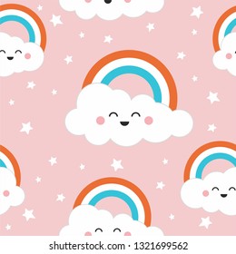 Multicolored vector seamless coverage with clouds. Beautiful illustration with colorful sky, clouds. Design for fabric, Wallpaper, textile.