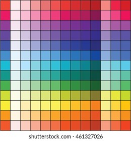 Multicolored vector spectrum color collection in square tiles 