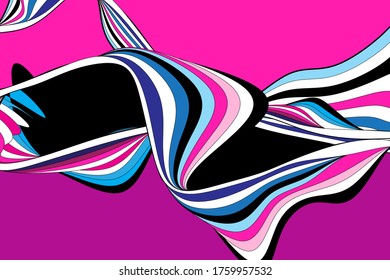 Multicolored vector striped waves on different backgrounds