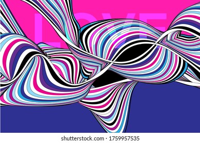 Multicolored vector striped waves on different backgrounds