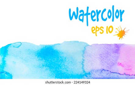 multicolored vector watercolor painted blue border  on white