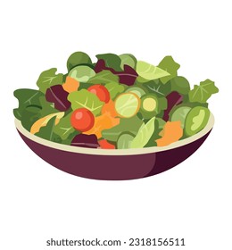 Multi-colored vegetable salad on a white plate icon isolated