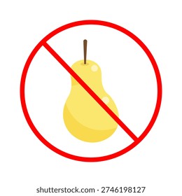 A multicolored version of the no fruit sign. Prohibition symbol with a pear.