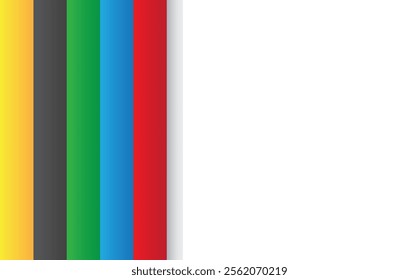 Multicolored vertical stripes on a white background.
