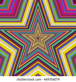 Multicolored vibrant star pattern. Vector illustration.