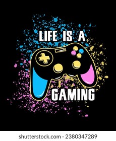 ilustración de control de videojuegos multicolor