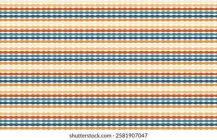 Multicolored Vintage color background, Abstract blue spiky horizontal strip repeat seamless on white background, rapport patter print, orange, yellow, green, blue