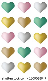 Multicolored volume hearts vertical pattern, scandinavian palette. Concept of love, romance. Wrapping paper, textile decor. Seamless vector pattern.