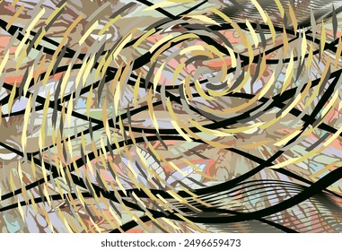  Multicolored vortex backdrop with floral and wavy elements for interiors or prints. Tropical motifs for fashion trends, business concepts, carpets, covers, scrapbooking, tiles, fabric, textiles, etc.