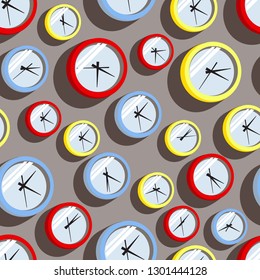 Multi-colored wall clock pattern seamless