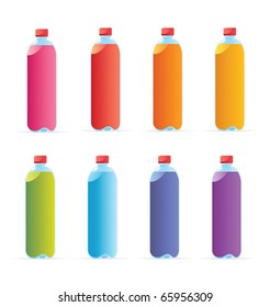 Multicolored water bottles. Vector illustration.