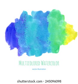 Multicolored watercolor cloud for web banner design. Vector illustration.