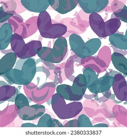 Multicolored watercolor hearts seamless backgroung.  Multicolored hearts. Bright pattern.