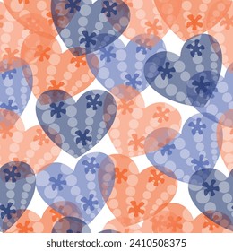 Multicolored watercolor hearts seamless backgroung. Seamless pattern. Multicolored hearts.