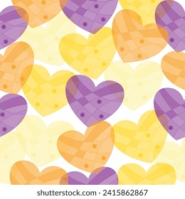 Multicolored watercolor hearts seamless backgroung.  Creative bright ornament.
