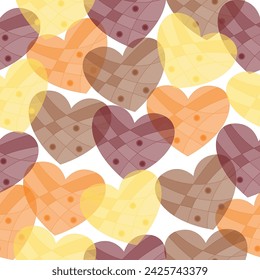 Multicolored watercolor hearts seamless backgroung. Different size rainbow hearts pattern.