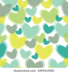 Multicolored watercolor hearts seamless backgroung. Wallpaper illustration with diverse hearts, gay pride background print.