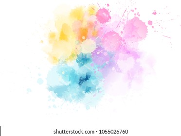 Multicolored watercolor imitation splash blot in light pastel colors