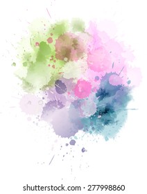 Multicolored watercolor splash blot in light colors