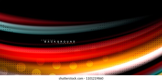 Multicolored wave lines on black background vector design