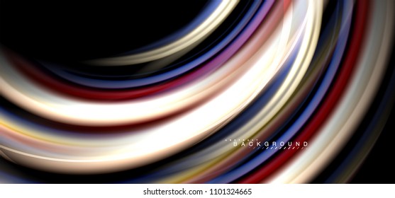 Multicolored wave lines on black background vector design