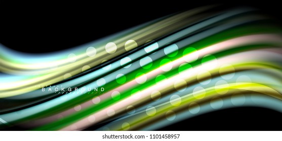 Multicolored wave lines on black background vector design