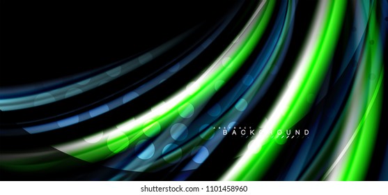 Multicolored wave lines on black background vector design