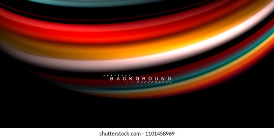 Multicolored wave lines on black background vector design
