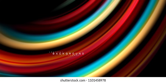 Líneas de onda multicolores sobre el diseño de vectores de fondo negro