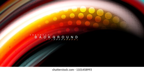 Multicolored wave lines on black background vector design