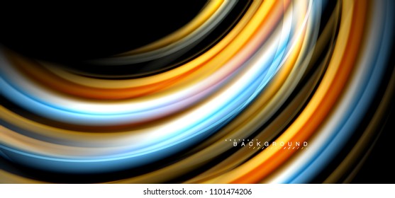 Multicolored wave lines on black background vector design