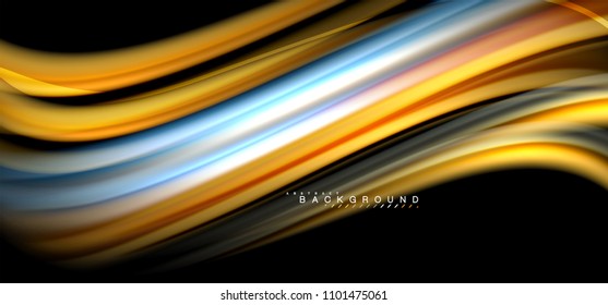 Multicolored wave lines on black background vector design