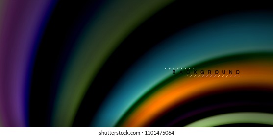Multicolored wave lines on black background vector design