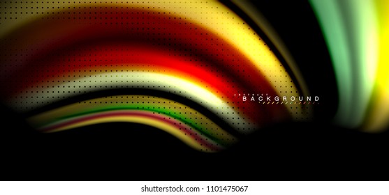 Multicolored wave lines on black background vector design