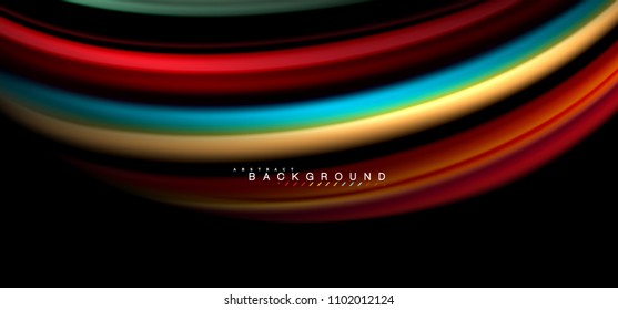 Multicolored wave lines on black background vector design